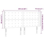 vidaXL Tăblie de pat cu LED, albastru închis, 203x16x118/128cm catifea