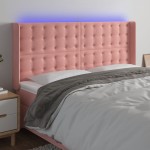 vidaXL Tăblie de pat cu LED, roz, 203x16x118/128 cm, catifea vidaXL Tăblie de pat cu LED, roz, 203x16x118/128 cm, catifea