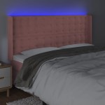 vidaXL Tăblie de pat cu LED, roz, 203x16x118/128 cm, catifea vidaXL Tăblie de pat cu LED, roz, 203x16x118/128 cm, catifea