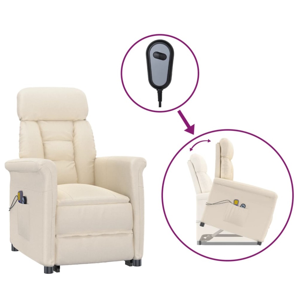 vidaXL Fotoliu de masaj electric, bej, microfibră