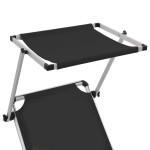 vidaXL Șezlonguri pliabile cu acoperiș 2 buc negru, aluminiu&textilenă