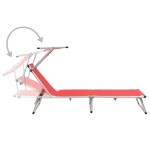 vidaXL Șezlonguri pliabile cu acoperiș 2 buc. roșu, aluminiu&textilenă