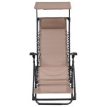 vidaXL Scaun șezlong pliabil, gri taupe, textilenă vidaXL Scaun șezlong pliabil, gri taupe, textilenă