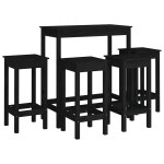 vidaXL Set mobilier de bar, 5 piese, negru, lemn masiv de pin vidaXL Set mobilier de bar, 5 piese, negru, lemn masiv de pin