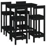 vidaXL Set mobilier de bar, 5 piese, negru, lemn masiv de pin vidaXL Set mobilier de bar, 5 piese, negru, lemn masiv de pin