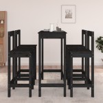 vidaXL Set mobilier de bar, 5 piese, negru, lemn masiv de pin vidaXL Set mobilier de bar, 5 piese, negru, lemn masiv de pin