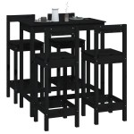 vidaXL Set mobilier de bar, 5 piese, negru, lemn masiv de pin vidaXL Set mobilier de bar, 5 piese, negru, lemn masiv de pin