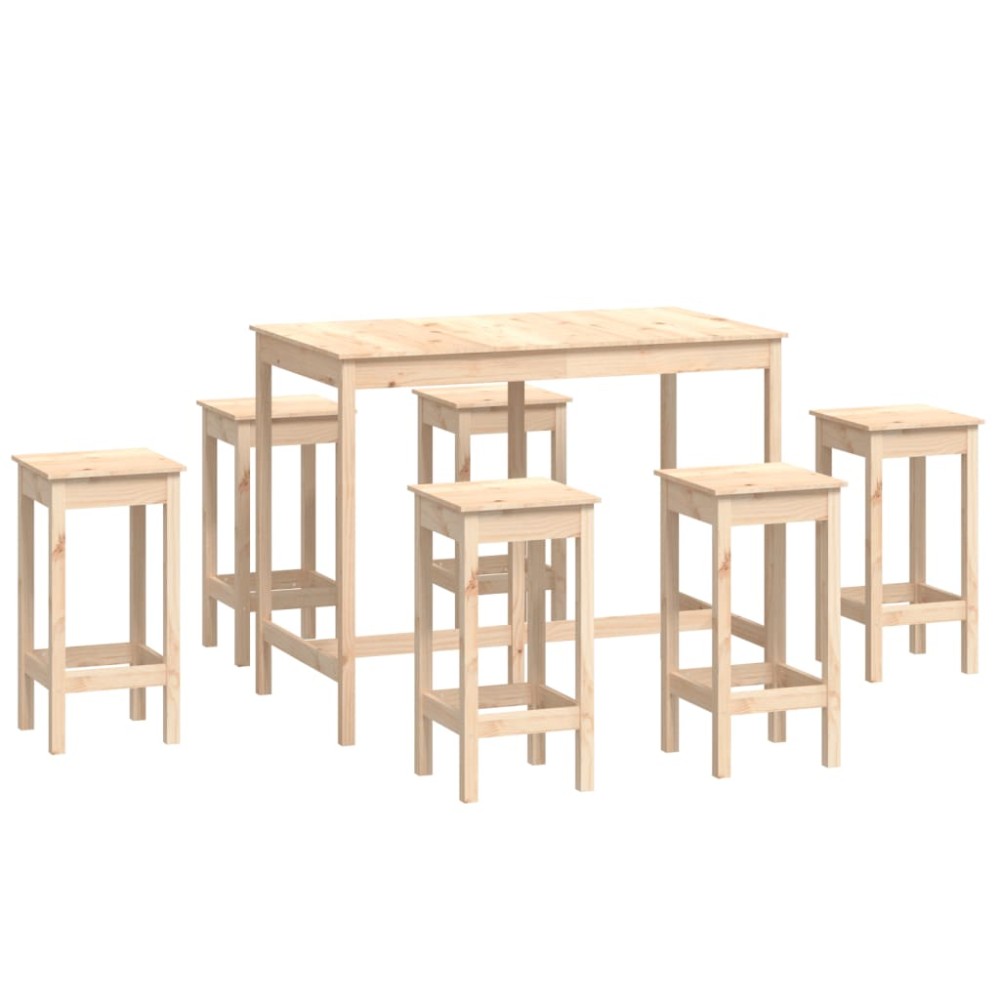 vidaXL Set mobilier de bar, 7 piese, lemn masiv de pin