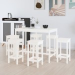 vidaXL Set mobilier de bar, 7 piese, alb, lemn masiv de pin