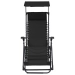 vidaXL Scaune șezlong pliabile, 2 buc., negru, textilenă vidaXL Scaune șezlong pliabile, 2 buc., negru, textilenă