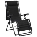 vidaXL Scaune șezlong pliabile, 2 buc., negru, textilenă vidaXL Scaune șezlong pliabile, 2 buc., negru, textilenă