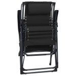 vidaXL Scaune șezlong pliabile, 2 buc., negru, textilenă vidaXL Scaune șezlong pliabile, 2 buc., negru, textilenă