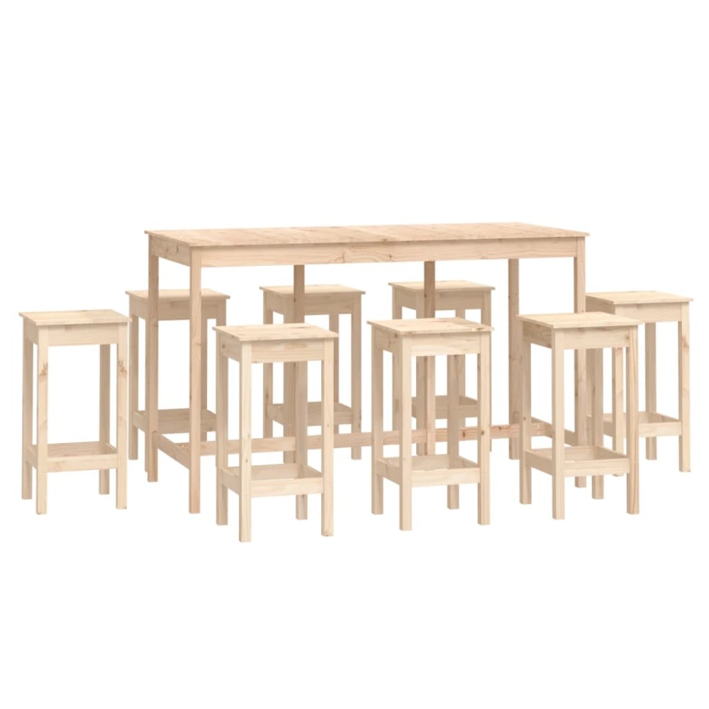 vidaXL Set mobilier de bar, 9 piese, lemn masiv de pin