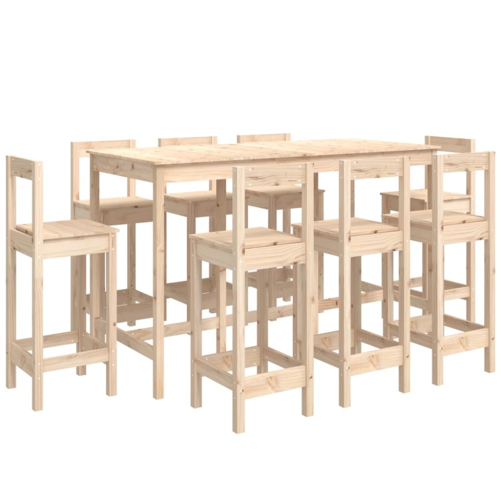 vidaXL Set mobilier de bar, 9 piese, lemn masiv de pin