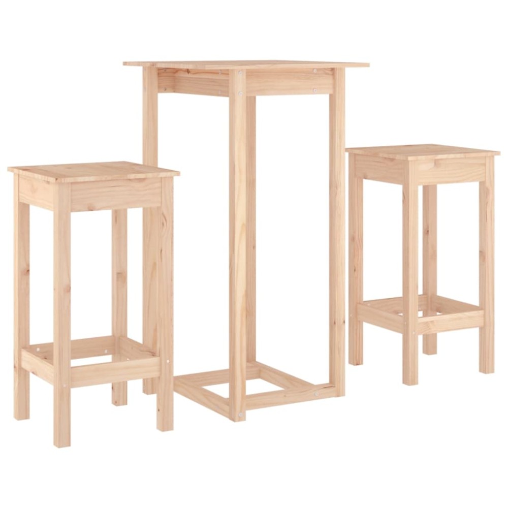 vidaXL Set mobilier de bar, 3 piese, lemn masiv de pin
