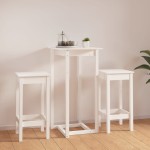 vidaXL Set mobilier de bar, 3 piese, alb, lemn masiv de pin vidaXL Set mobilier de bar, 3 piese, alb, lemn masiv de pin