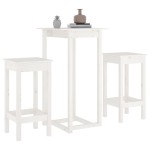 vidaXL Set mobilier de bar, 3 piese, alb, lemn masiv de pin vidaXL Set mobilier de bar, 3 piese, alb, lemn masiv de pin