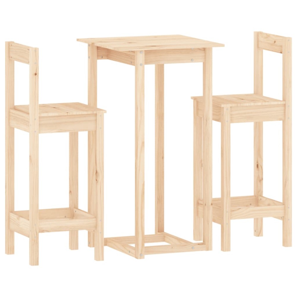 vidaXL Set mobilier de bar, 3 piese, lemn masiv de pin