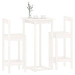 vidaXL Set mobilier de bar, 3 piese, alb, lemn masiv de pin