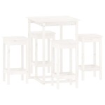 vidaXL Set mobilier de bar, 5 piese, alb, lemn masiv de pin vidaXL Set mobilier de bar, 5 piese, alb, lemn masiv de pin