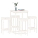 vidaXL Set mobilier de bar, 5 piese, alb, lemn masiv de pin vidaXL Set mobilier de bar, 5 piese, alb, lemn masiv de pin