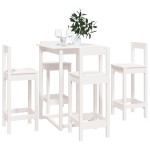 vidaXL Set mobilier de bar, 5 piese, alb, lemn masiv de pin