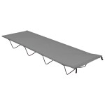vidaXL Pat de camping, gri, 180x60x19 cm, țesătură oxford și oțel vidaXL Pat de camping, gri, 180x60x19 cm, țesătură oxford și oțel