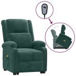 vidaXL Fotoliu de masaj cu ridicare, verde închis, catifea vidaXL Fotoliu de masaj cu ridicare, verde închis, catifea