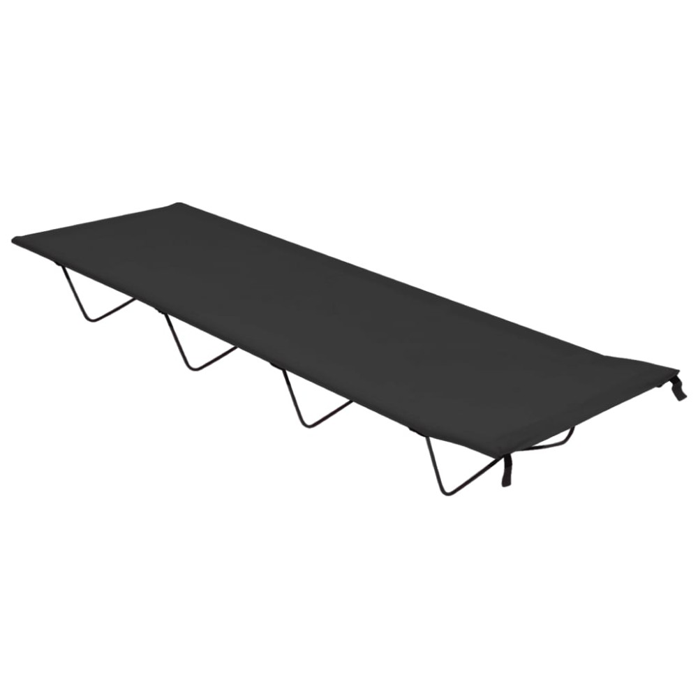 vidaXL Paturi camping 2 buc. negru, 180x60x19 cm țesătură oxford&oțel