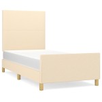 vidaXL Cadru de pat fără saltea cremă 80x200 cm țesătură vidaXL Cadru de pat fără saltea cremă 80x200 cm țesătură