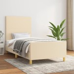 vidaXL Cadru de pat fără saltea cremă 80x200 cm țesătură vidaXL Cadru de pat fără saltea cremă 80x200 cm țesătură