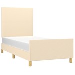 vidaXL Cadru de pat fără saltea cremă 80x200 cm țesătură vidaXL Cadru de pat fără saltea cremă 80x200 cm țesătură