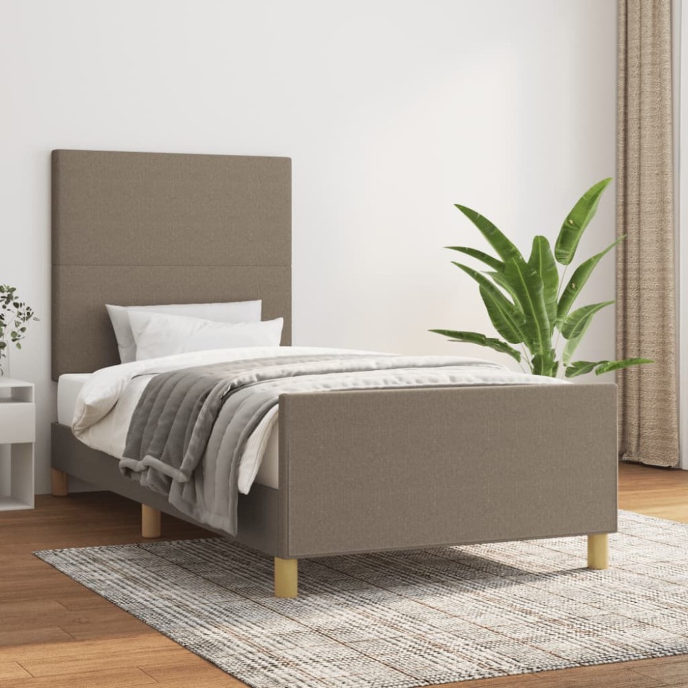 vidaXL Cadru de pat fără saltea Taupe 90x200 cm țesătură