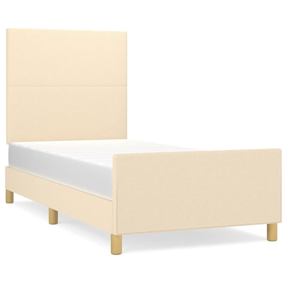 vidaXL Cadru de pat fără saltea cremă 90x200 cm țesătură
