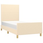 vidaXL Cadru de pat fără saltea cremă 90x200 cm țesătură vidaXL Cadru de pat fără saltea cremă 90x200 cm țesătură