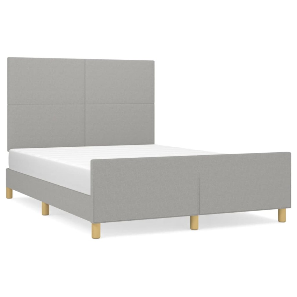 vidaXL Cadru de pat fără saltea, gri deschis, 140x190 cm, textil