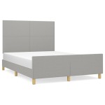 vidaXL Cadru de pat fără saltea, gri deschis, 140x190 cm, textil