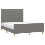 vidaXL Cadru de pat fără saltea, gri închis, 140x190 cm, textil