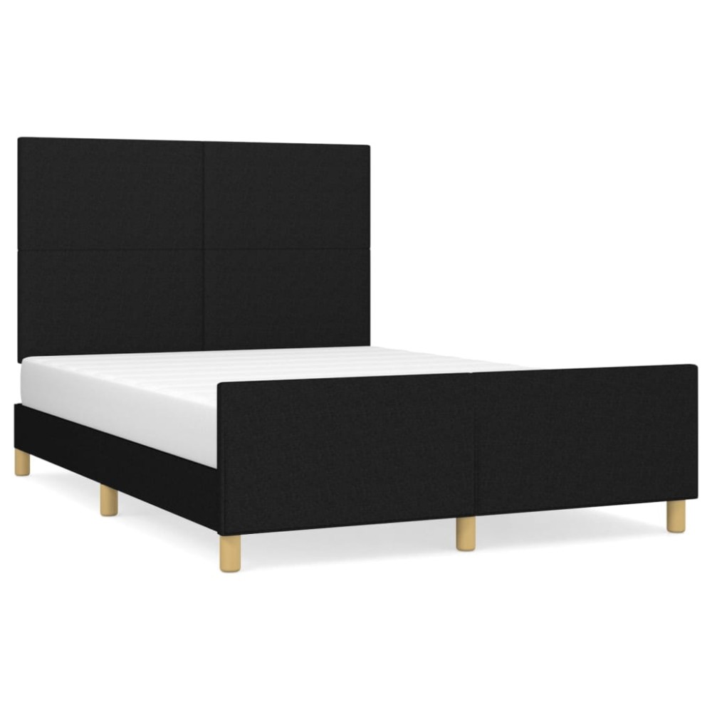 vidaXL Cadru de pat fără saltea, negru, 140x190 cm, textil