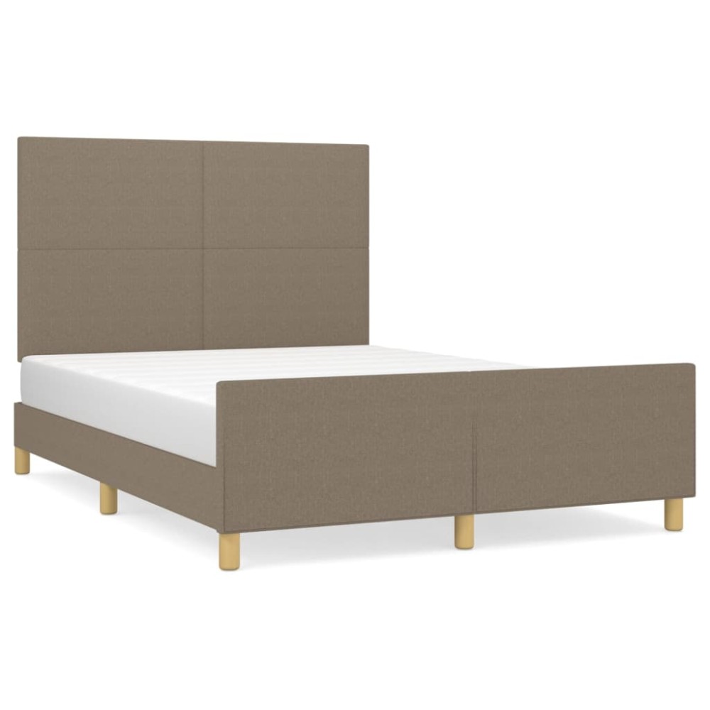 vidaXL Cadru de pat fără saltea, gri taupe, 140x190 cm, textil