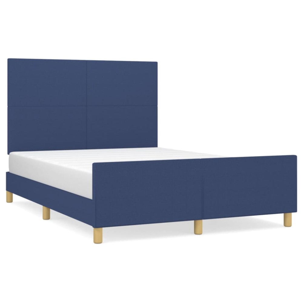 vidaXL Cadru de pat fără saltea, albastru, 140x190 cm, textil