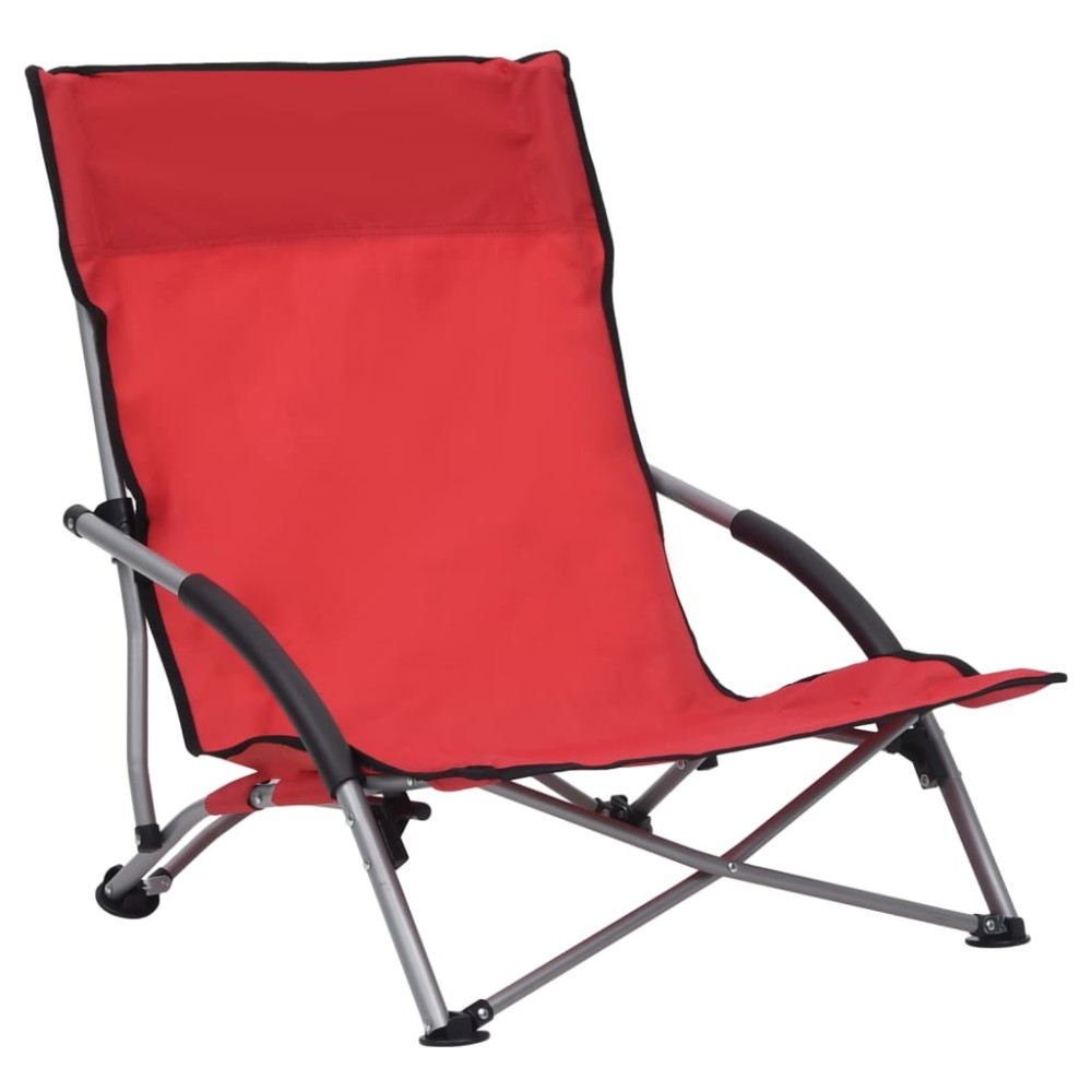 vidaXL Scaune de plajă pliante, 2 buc., roșu, material textil