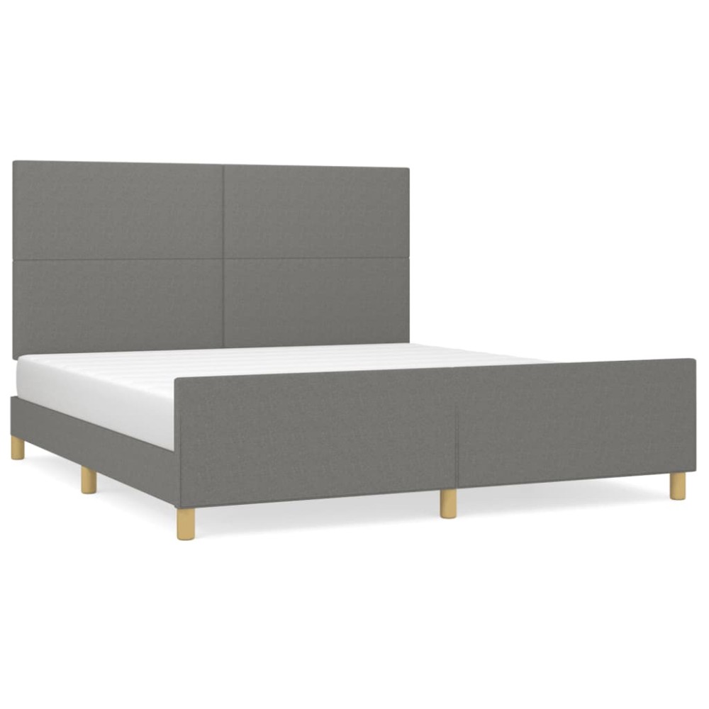 vidaXL Cadru de pat fără saltea, gri închis, 160x200 cm, textil