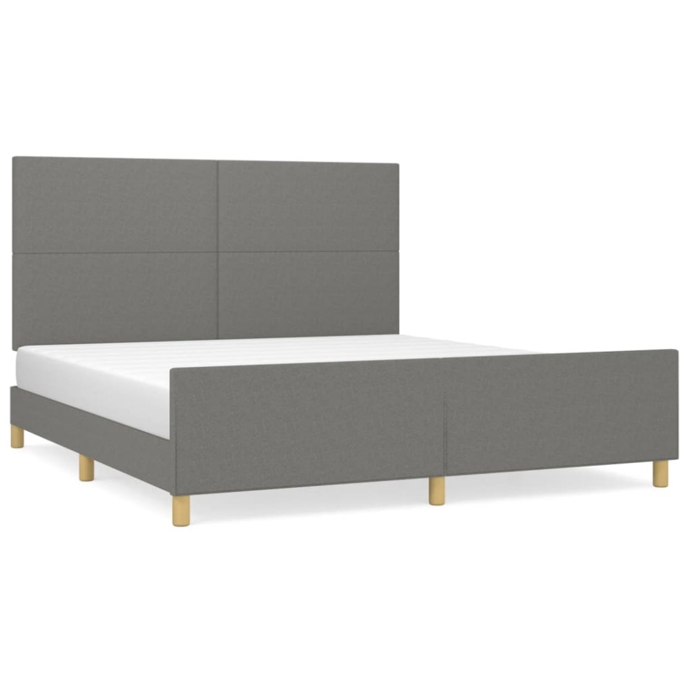 vidaXL Cadru de pat fără saltea, gri închis, 180x200 cm, textil