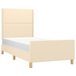 vidaXL Cadru de pat fără saltea cremă 90x190 cm țesătură