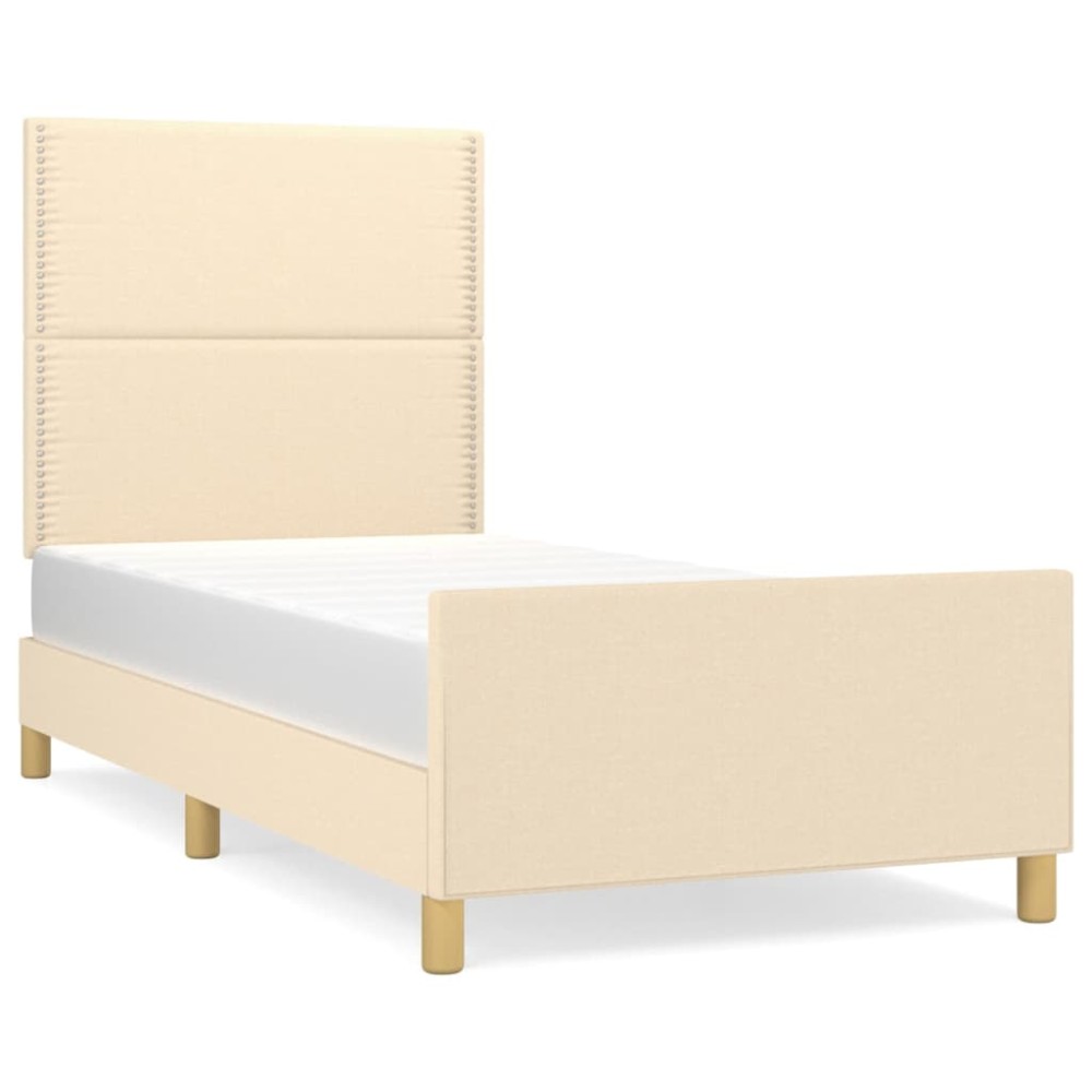 vidaXL Cadru de pat fără saltea cremă 90x200 cm țesătură