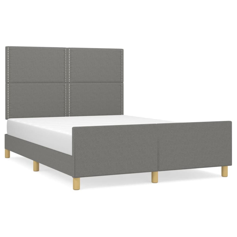 vidaXL Cadru de pat fără saltea, gri închis, 140x190 cm, textil