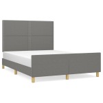 vidaXL Cadru de pat fără saltea, gri închis, 140x190 cm, textil