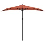 vidaXL Umbrelă balcon tijă aluminiu cărămiziu 270x144x222cm semirotund