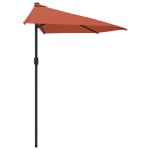 vidaXL Umbrelă balcon tijă aluminiu cărămiziu 270x144x222cm semirotund